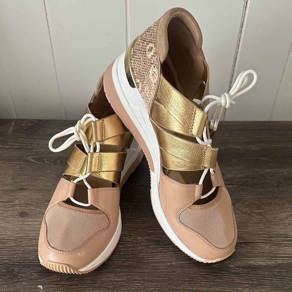 Michael Kors Gold and Tan Sneakers